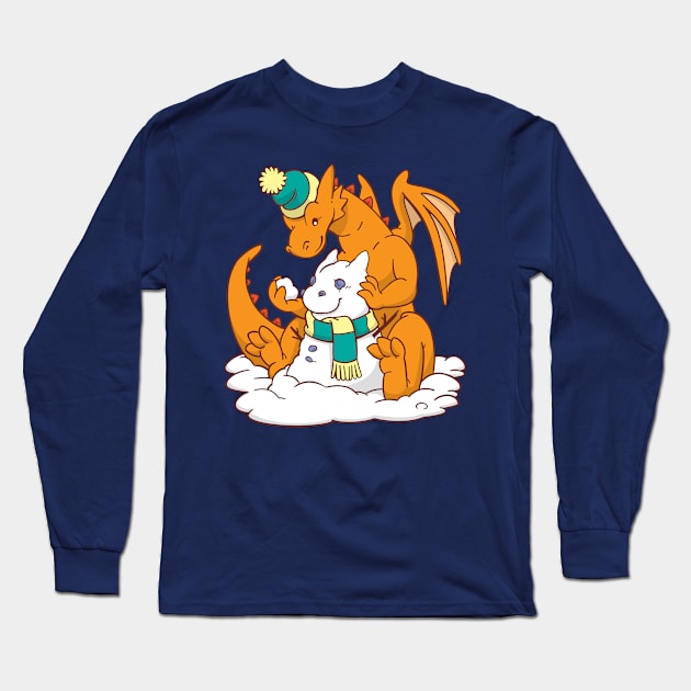 Dragon's Snow Day Long Sleeve T-Shirt by rebekie.b